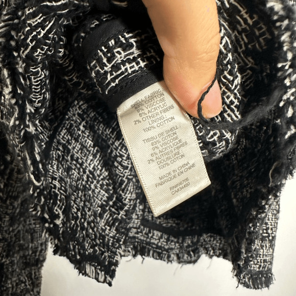 Rebecca Taylor Tweed Moto Jacket black boucle full zip cotton blend womens 2 - Picture 5 of 5